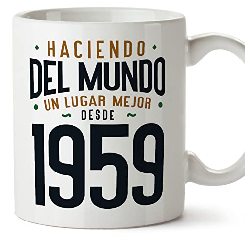 MUGFFINS Tazas 1959 Cumpleaños - En Español - Haciendo del Mundo un Lugar Mejor - 11 oz / 330 ml - Regalo original y divertido