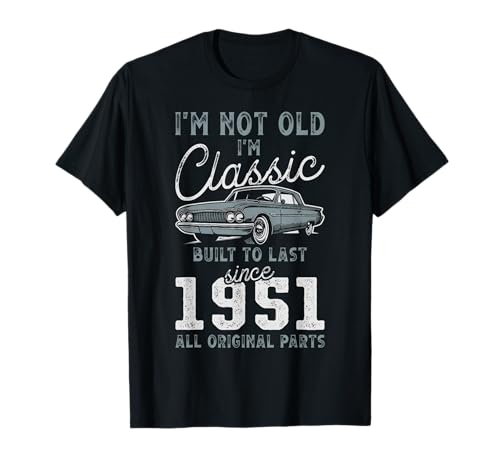 1951 Coche clásico 75 cumpleaños Camiseta
