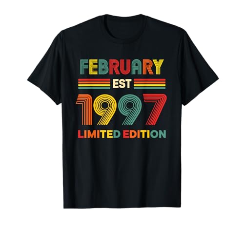 Febrero EST 1997 Cumpleaños Edición Limitada 29-Year-Old 29th Camiseta