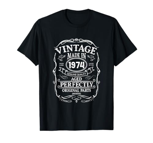 52 cumpleaños, diseño retro Vintage, hombre, mujer 1974 Camiseta