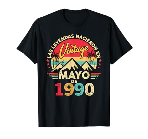 35 Años Cumpleaños Vintage Nacido En Mayo 1990 Camiseta