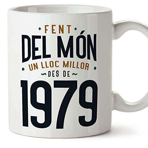 MUGFFINS Tazas 1979 Cumpleaños - En Catalán - Fent del Món un Lloc Millor - 11 oz / 330 ml -...