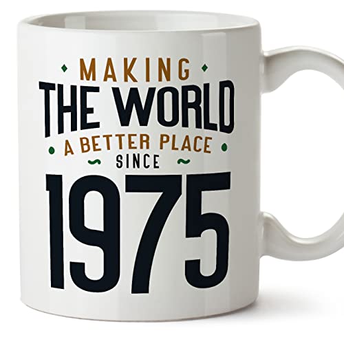 MUGFFINS Tazas 1975 Cumpleaños - En Inglés - Making the World a Better Place - 11 oz / 330 ml -...