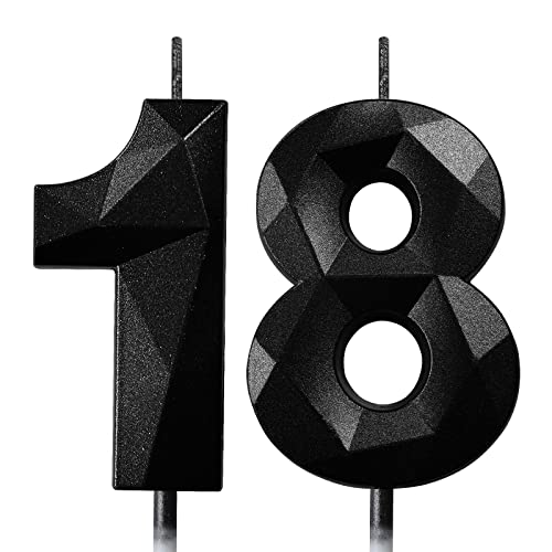 Velas Cumpleaños Vela 18 años Fiestas Velas de Cumpleaños Números Vela Cumpleaños Negra Velas...