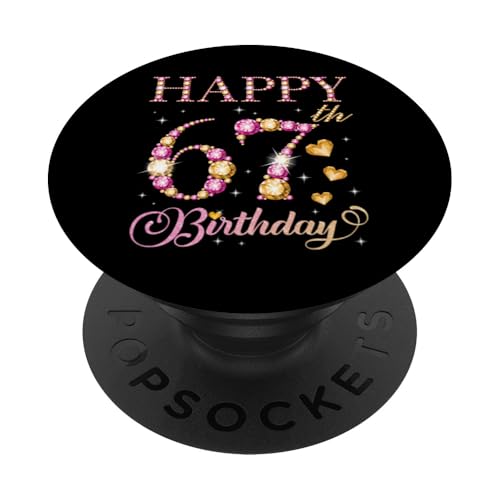 Feliz 67 cumpleaños 67 años Hombres Mujeres Fiesta de cumpleaños PopSockets PopGrip Adhesivo
