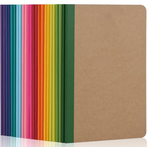 ZCZN Cuaderno A5 Libreta A5 con Lineas 24 Pack Cuadernos de Notas Diario de Tapa Kraft con Lomos...