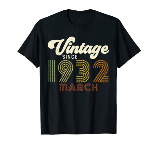 Vintage desde marzo de 1932 Retro 90 cumpleaños Camiseta