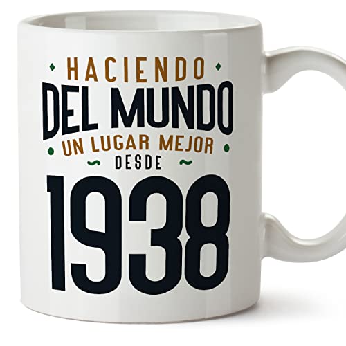 MUGFFINS Tazas 1938 Cumpleaños - En Español - Haciendo del Mundo un Lugar Mejor - 11 oz / 330 ml - Regalo original y divertido