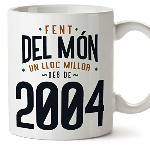 MUGFFINS Tazas 2004 Cumpleaños - En Catalán - Fent del Món un Lloc Millor - 11 oz / 330 ml -...