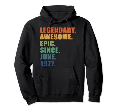 Cumpleaños 45, Junio 1977, Hombres y Mujeres, 45 Aniversario Sudadera con Capucha