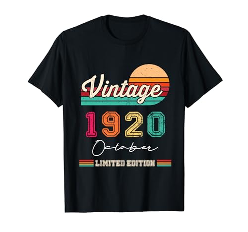 Nacido En Octubre 1920 Vintage Feliz Cumpleaños 104 Años Camiseta