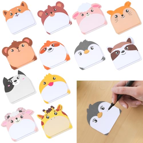 24 Piezas Nota Adhesiva de Animales, Mini Libretas para Niños Cumpleaños, Notas Adhesivas Bonitas,...