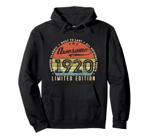 Vintage Limited Edition 1920 - Clásico nacido en 1920 cumpleaños Sudadera con Capucha