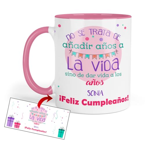 Kembilove® Taza Cumpleaños Personalizada con Nombre | Frase Divertida y Emotiva | Regalo Original...