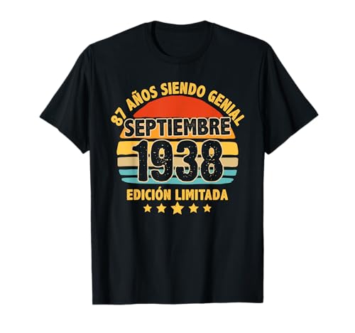 Septiembre 1938 87 Años Hombre Cumpleaños Septiembre 1938 Camiseta