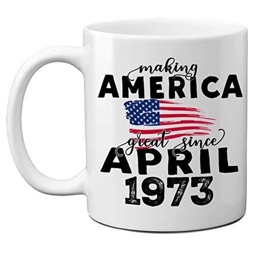 1973 47 Tazas de cumpleaños para hombres, mujeres, haciendo que Estados Unidos sea grandioso desde abril de 1973 Tazas de café con la bandera de EE. UU., Regalo de cumpleaños para él, ella, amigos, co
