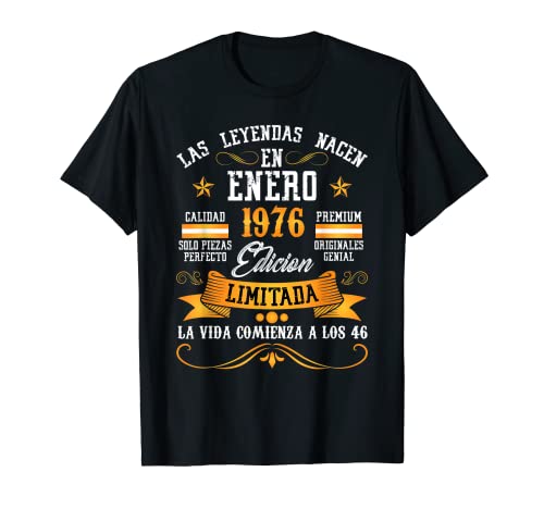 Leyendas Enero 1976 46 Años Cumpleaños Camiseta