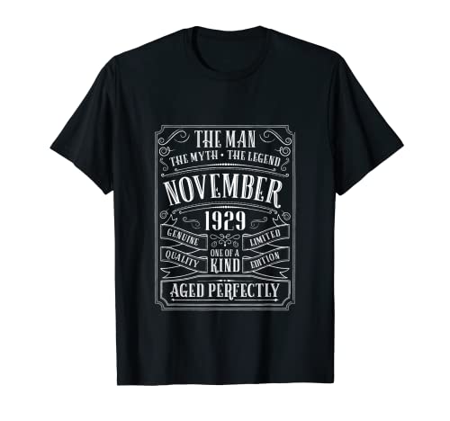 Hombre Regalo de 90 cumpleaños para abuelo de 90 años noviembre de 1929 Camiseta