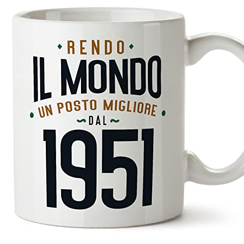MUGFFINS Tazas 1951 Cumpleaños - En Italiano - Rendo il Mondo un Posto Migliore - 11 oz / 330 ml -...