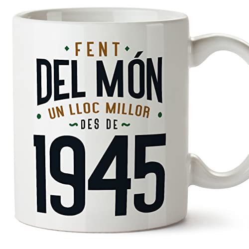 MUGFFINS Tazas 1945 Cumpleaños - En Catalán - Fent del Món un Lloc Millor - 11 oz / 330 ml -...