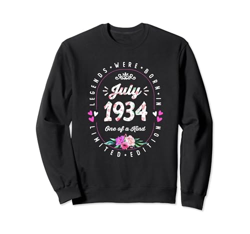 Cumpleaños Floral - Las Leyendas nacen en Julio de 1934 Sudadera