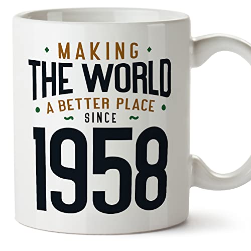 MUGFFINS Tazas 1958 Cumpleaños - En Inglés - Making the World a Better Place - 11 oz / 330 ml -...