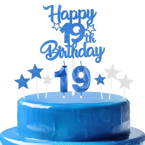 mciskin Juego de velas de cumpleaños número 19, decoración de cumpleaños 19 años para...
