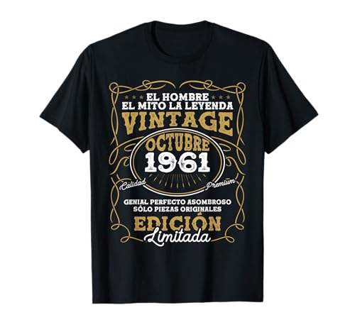 Octubre 1961 Vintage - 65 Años Regalo Cumpleaños Hombre Camiseta