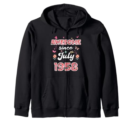 Impresionante Desde Julio 1958 Flores 1958 Julio Cumpleaños Sudadera con Capucha
