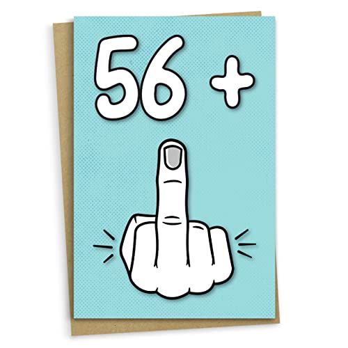 Tarjeta de 57 cumpleaños, 56 + 1, divertida tarjeta de cumpleaños para mujeres u hombres de 57 años