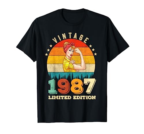 36 Cumpleaños 1987 Edición Limitada Vintage 36 Años Mujer Camiseta