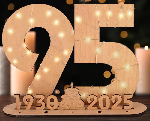 Giftota 2025 Original 95º Regalo de Cumpleaños Mujeres y Hombres - Libro de Visitas de Madera con...