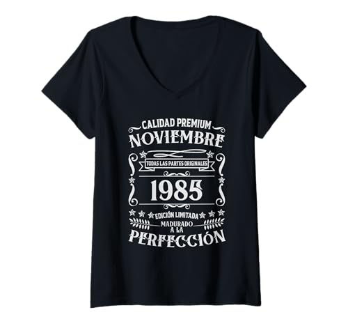 Mujer 40 cumpleaños Nacido en Noviembre de 1985 Vintage 40 años Camiseta Cuello V