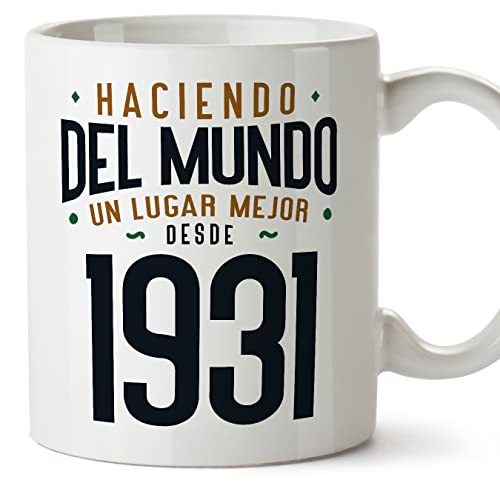 MUGFFINS Tazas 1931 Cumpleaños - En Español - Haciendo del Mundo un Lugar Mejor - 11 oz / 330 ml - Regalo original y divertido