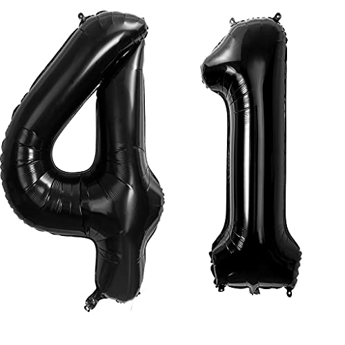 Foil Globo Número 41 Negros Globo Número 41 Negros 100cm Gigante Globos de Cumpleaños Numeros 41...
