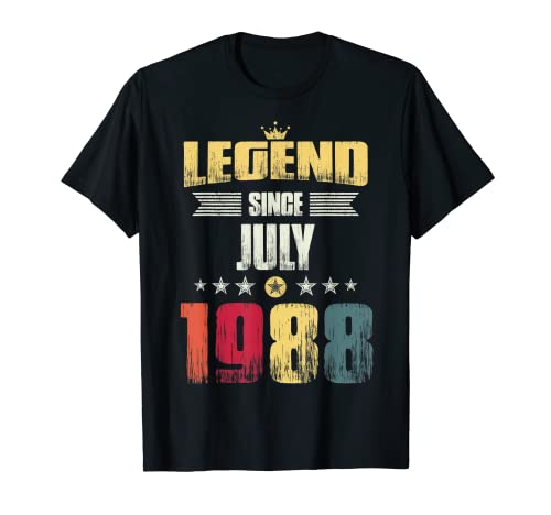 31 cumpleaños fiesta regalo hombres mujeres, leyenda desde julio 1988 Camiseta