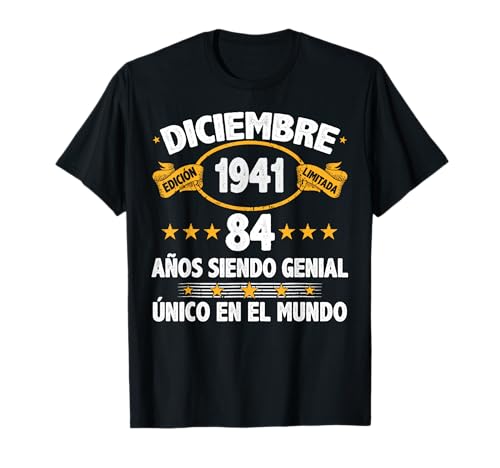 Diciembre 1941 84 Años Hombre Cumpleaños Diciembre 1941 Camiseta