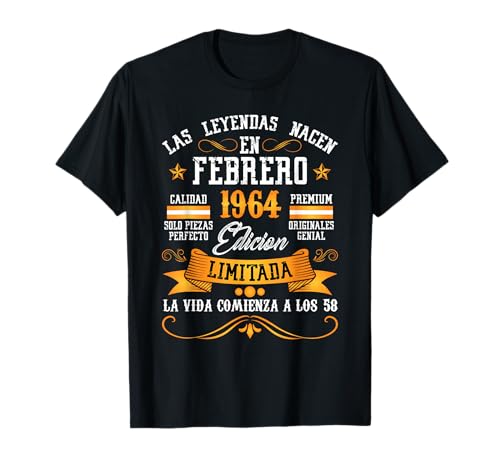 Leyendas Febrero 1964 58 Años Cumpleaños Camiseta