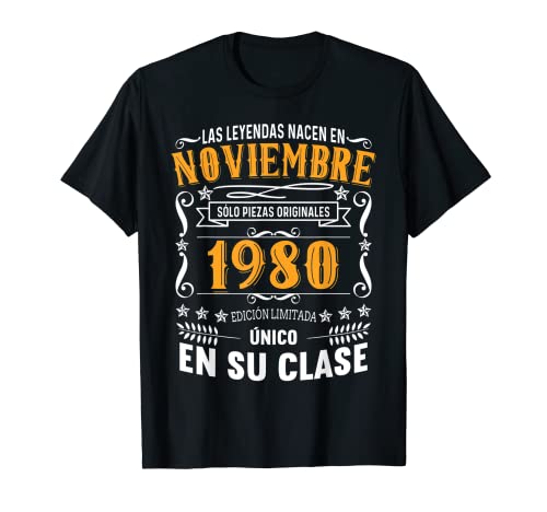 42 Años Cumpleaños Hombre Las Leyendas Nacen Noviembre 1980 Camiseta