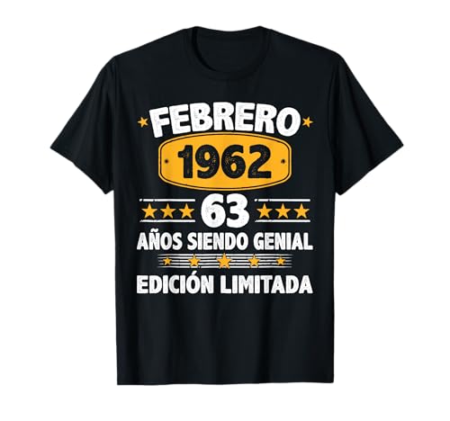 Febrero 1962 63 Años Hombre Cumpleaños Regalo Febrero 1962 Camiseta