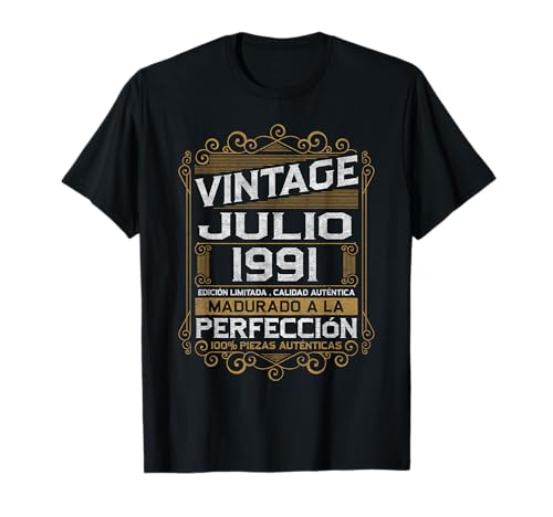 Julio 1991 Vintage Regalo 35 Años Cumpleaños Hombre Camiseta