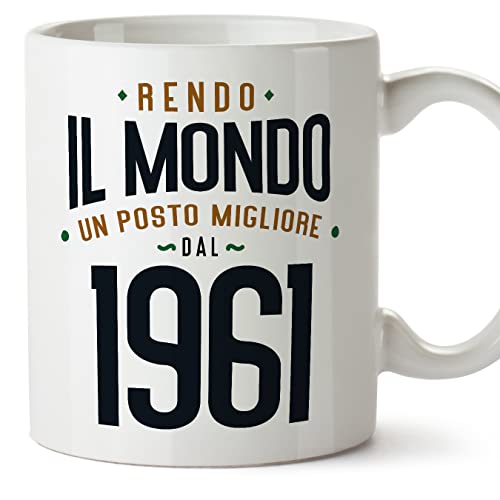MUGFFINS Tazas 1961 Cumpleaños - En Italiano - Rendo il Mondo un Posto Migliore - 11 oz / 330 ml -...