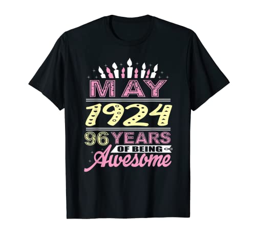 Mayo 1924 96 años de edad 96 cumpleaños fiesta regalo vela Camiseta