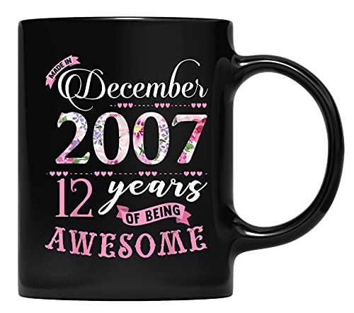 Regalos de cumpleaños Taza floral para el padre y la madre, el abuelo, la abuela y el amigo Regalos para las niñas nacidas en diciembre de 2007 Taza de café para padre y madre, abuelo, abuela y