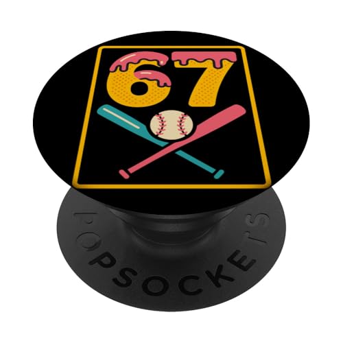 Sixty Seven 67 Número Drip Bate Béisbol Cruzados Cumpleaños PopSockets PopGrip Adhesivo