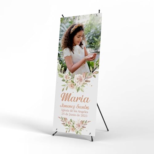 Photocall Comunion Niño y Niña – Cartel Personalizado X-Banner 70X180 cm para Fiesta con...