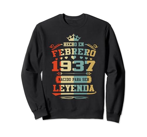 Hecho En Febrero 1937 Cumpleaños 87 Años Leyenda Sudadera