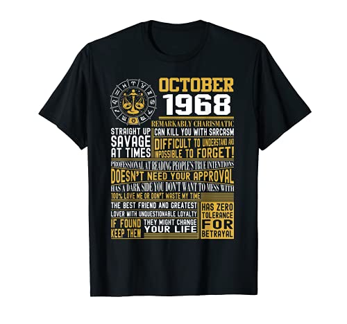 Nacido octubre Libra 1968 regalos de cumpleaños Camiseta