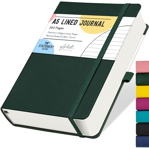 Stationery Island Cuaderno Rayado A5, Cuaderno Grueso de 360 Páginas, Diario de Rayas con Tapa Dura...