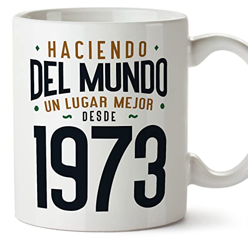 MUGFFINS Tazas 1973 Cumpleaños - En Español - Haciendo del Mundo un Lugar Mejor - 11 oz / 330 ml - Regalo original y divertido